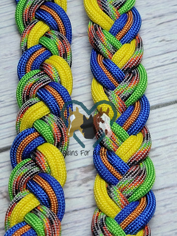 Blue, Green, Orange & Yellow Adjustable Riding Reins