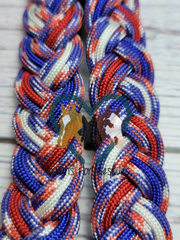 Patriotic Flag with Red, White & Blue Adjustable Riding Reins