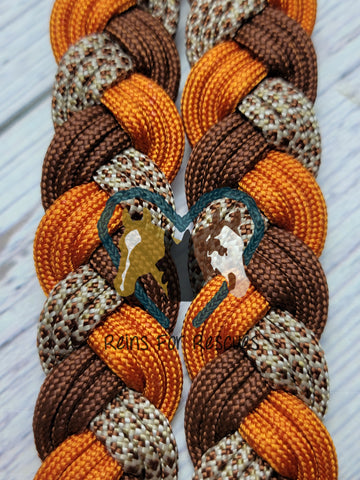 Rust, Rust Diamonds & International Orange Adjustable Riding Reins