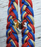 Red, White, Tan & Blue Adjustable Riding Reins