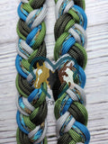 Abyss, Silver, Caribbean Blue & Green Adjustable Riding Reins