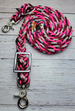 Pretty in Pink, Burgundy, Black & Silver Adjustable Riding Reins