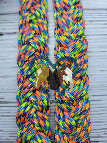 Yellow, Blue & Orange Camo Adjustable Riding Reins