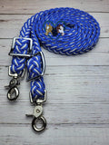 Royal Blue & White Adjustable Riding Reins