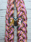 Sneaky Orange & Rose Pink Adjustable Riding Reins