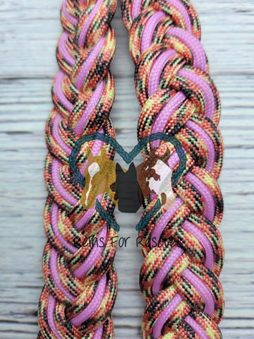 Sneaky Orange & Rose Pink Adjustable Riding Reins