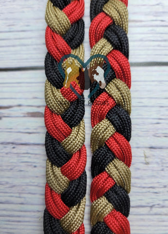 Red, Gold & Black Adjustable Riding Reins