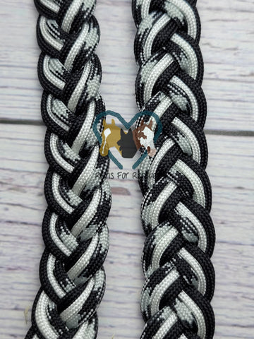 Ebony, Black & White Adjustable Riding Reins
