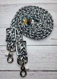 Ebony, Black & White Adjustable Riding Reins
