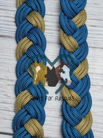Caribbean Blue & Tan Adjustable Riding Reins