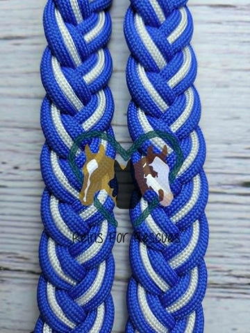 Royal Blue & White Adjustable Riding Reins