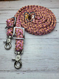 Sneaky Orange & Rose Pink Adjustable Riding Reins