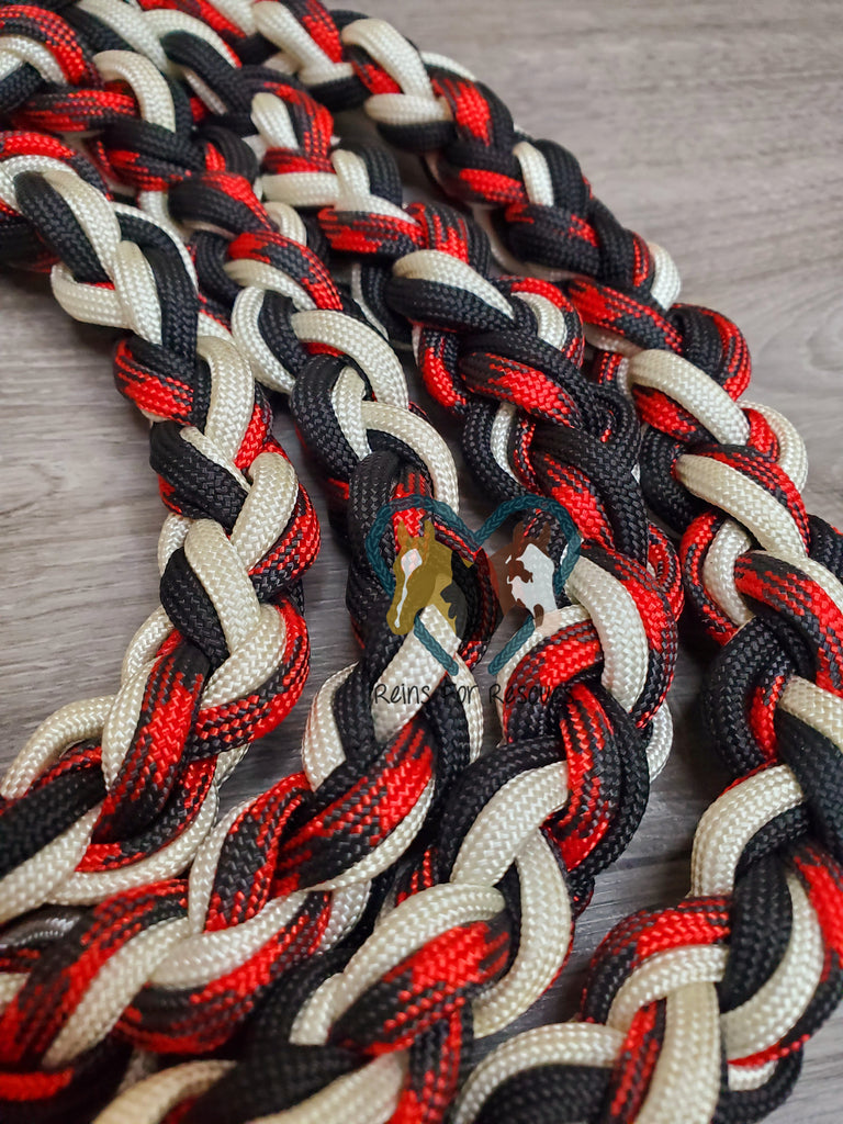 Red, Black and White Patterned Lead Rope – Reins for Rescues