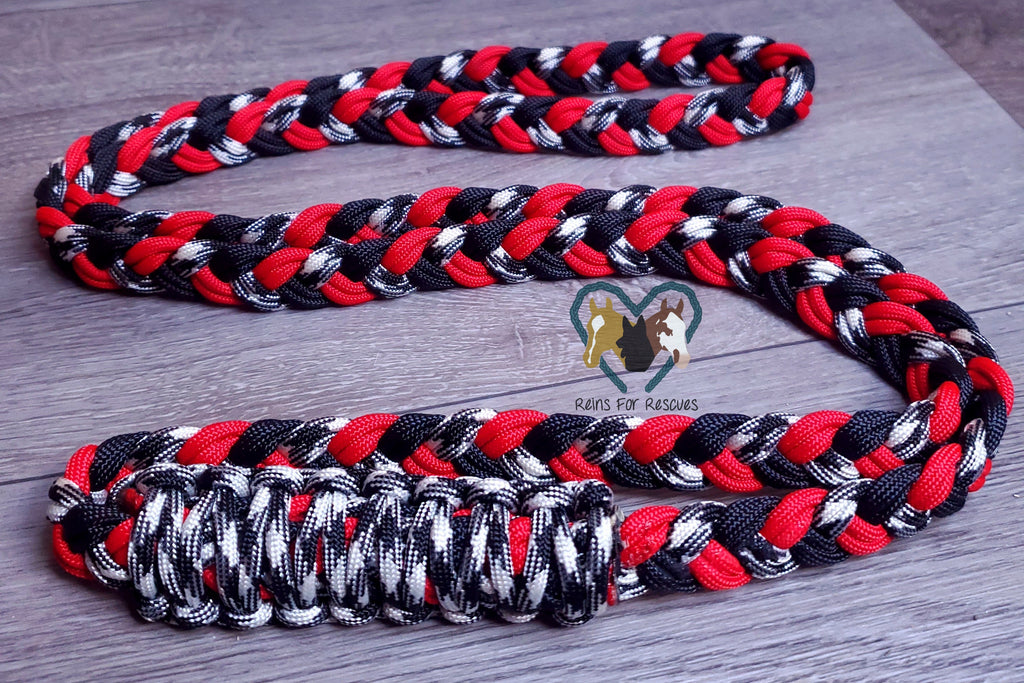 Red, Black and White Patterned Lead Rope – Reins for Rescues