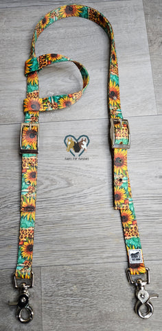 Sunflower with Teal & Leopard Print Headstall