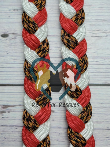 Cheetah, Red & White Adjustable Riding Reins