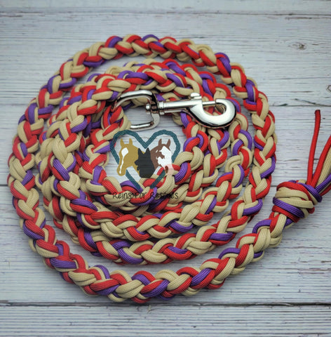Purple, Red & Tan Lead Rope