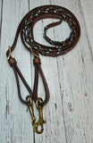 8-1/2 Foot Adjustable Leather Reins w/Ebony