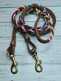 8-1/2 Foot Leather Reins w/Rainbow Ombre