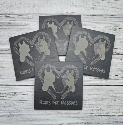 Official Reins for Rescues Slate Coasters