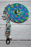 Neon Rainbow & Blue Adjustable Riding Reins