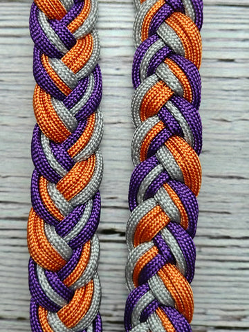 Orange, Silver & Acid Purple Adjustable Reins