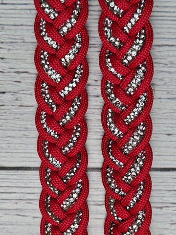 Red & BLING Adjustable Riding Reins