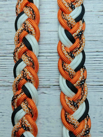 International Orange, White &  Black Adjustable Reins