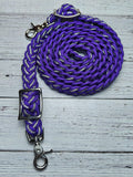 Acid Purple & BLING Adjustable Riding Reins