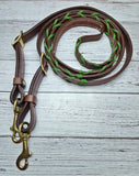 Brown Leather Adjustable Reins with Shockwave Trim
