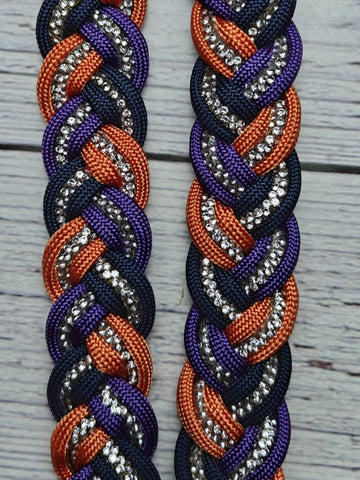 International Orange, Black, Purple & BLING Adjustable Reins