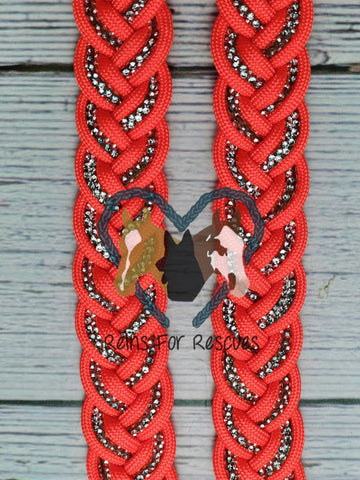 Orange & BLING Adjustable Riding Reins