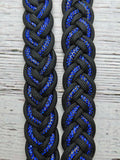 Black with Blue BLING Adjustable Reins