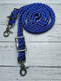 Reflective Royal Blue & Black Adjustable Reins