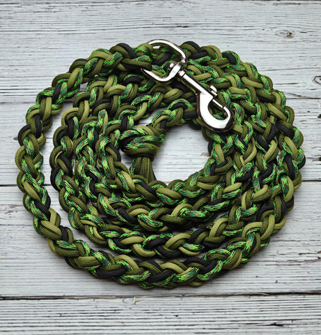 Green Flame Camo with Black & Tan Lead Rope
