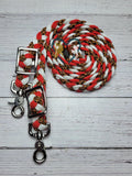 Cheetah, Red & White Adjustable Riding Reins