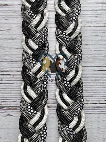 Silver Diamonds, Black, White & Charcoal Adjustable Reins