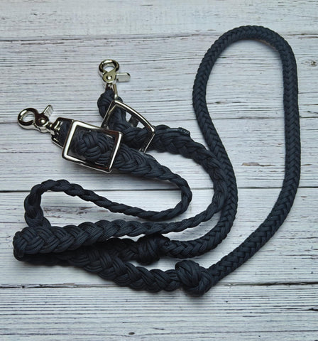 Black Adjustable Barrel Riding Reins