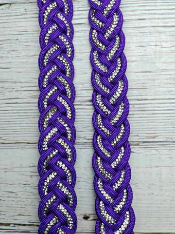 6.25 Foot Acid Purple & BLING Adjustable Reins