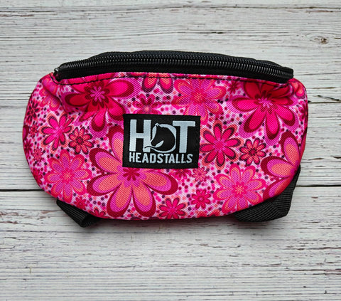 Pink Flower Power Saddle Pouch