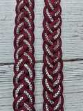 Burgundy & BLING Adjustable Riding Reins