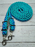 Blue Camo with Royal Blue & Turquoise Adjustable Reins