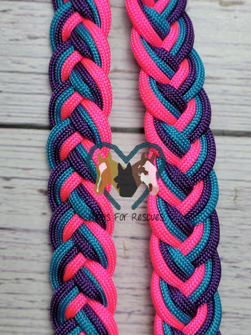Neon Pink, Purple & Turquoise Adjustable Riding Reins