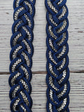 Royal Blue with Black Strip & BLING Adjustable Reins