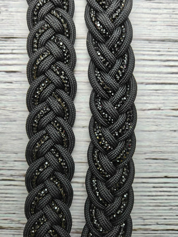 5.5 ft Black BLING & Black Adjustable Reins