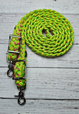 Dayglow, Lime Green & Watermelon Adjustable Reins