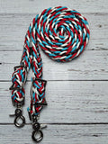Red, Blue, Black & White Adjustable Reins