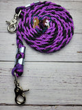 Purple, Black with Pink & White Basic Loop Riding Reins