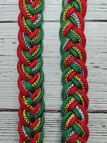 Sliver & Gold BLING, Red & Green Christmas Adjustable Reins