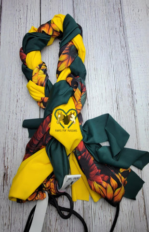 Sunflowers, Hunter Green & Yellow Braided Tail Bag by Cactus Tails
